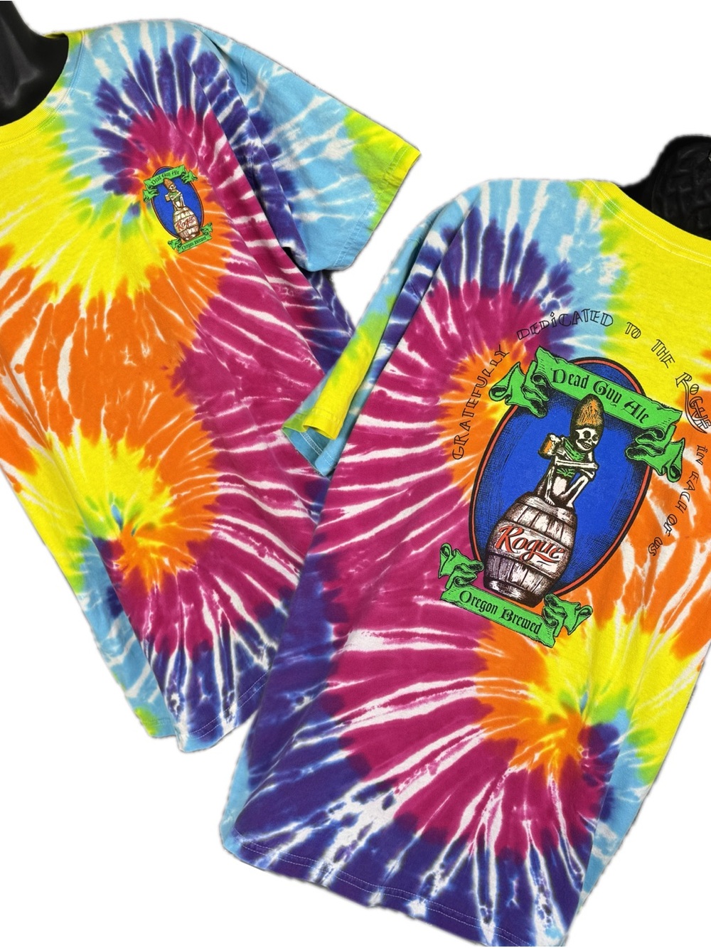 Rare VTG Rogue Dead Guy Ale Tie Dye Shirt XL Oregon Beer Grateful Dead Aesthetic